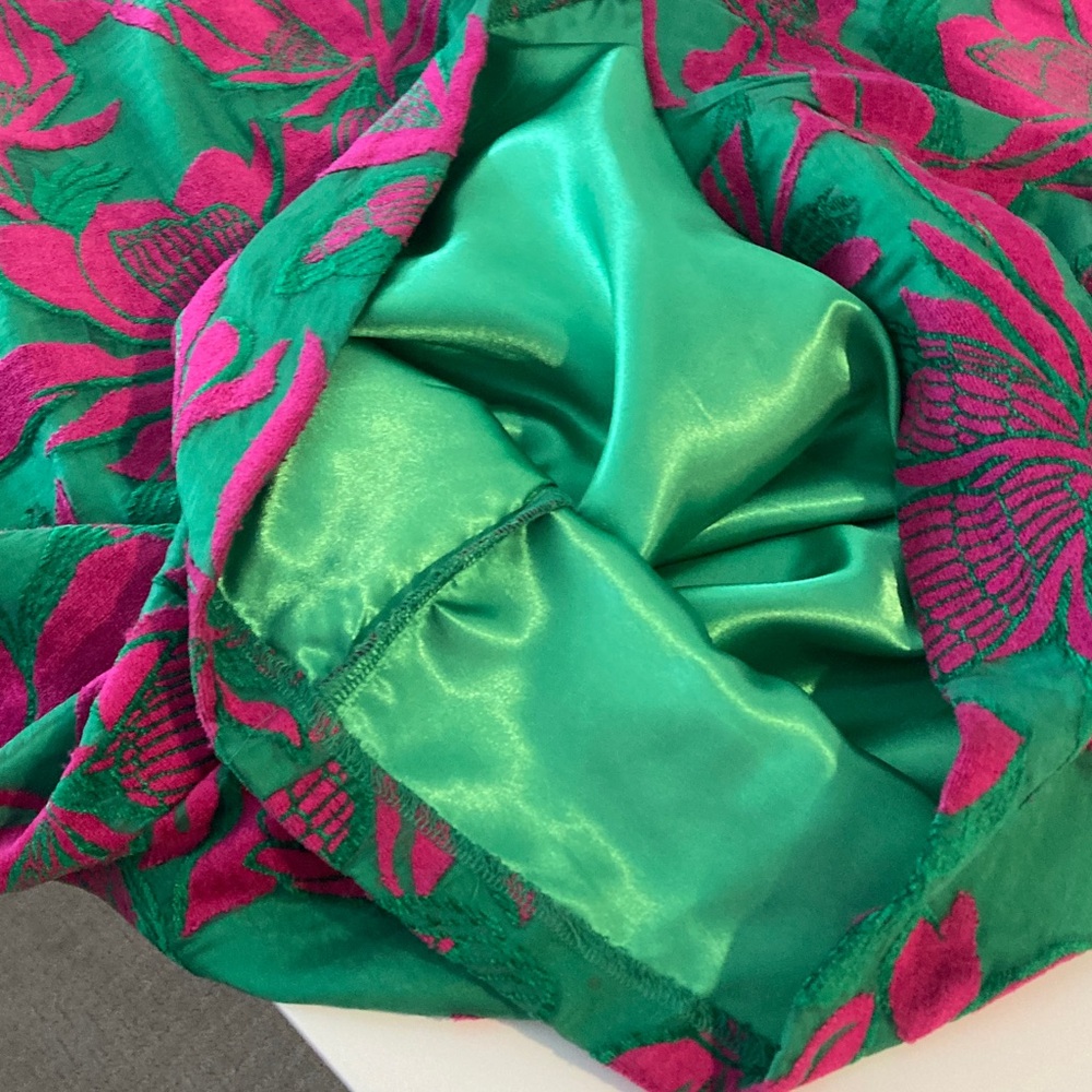 EVA FRANCO Salinger Palazzo wide Leg Pants Textured Green Pink Camiella bloom - Picture 10 of 15